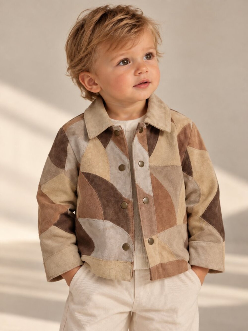 VINTAGE 100% Undressed Pigskin Patchwork Suede Jacket Brown Tan Preppy